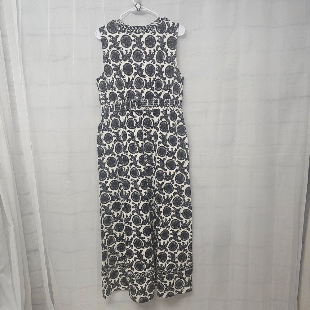 Liz Claiborne Dress Maxi Boho Festival Sleeveless Black White L - Picture 4 of 8